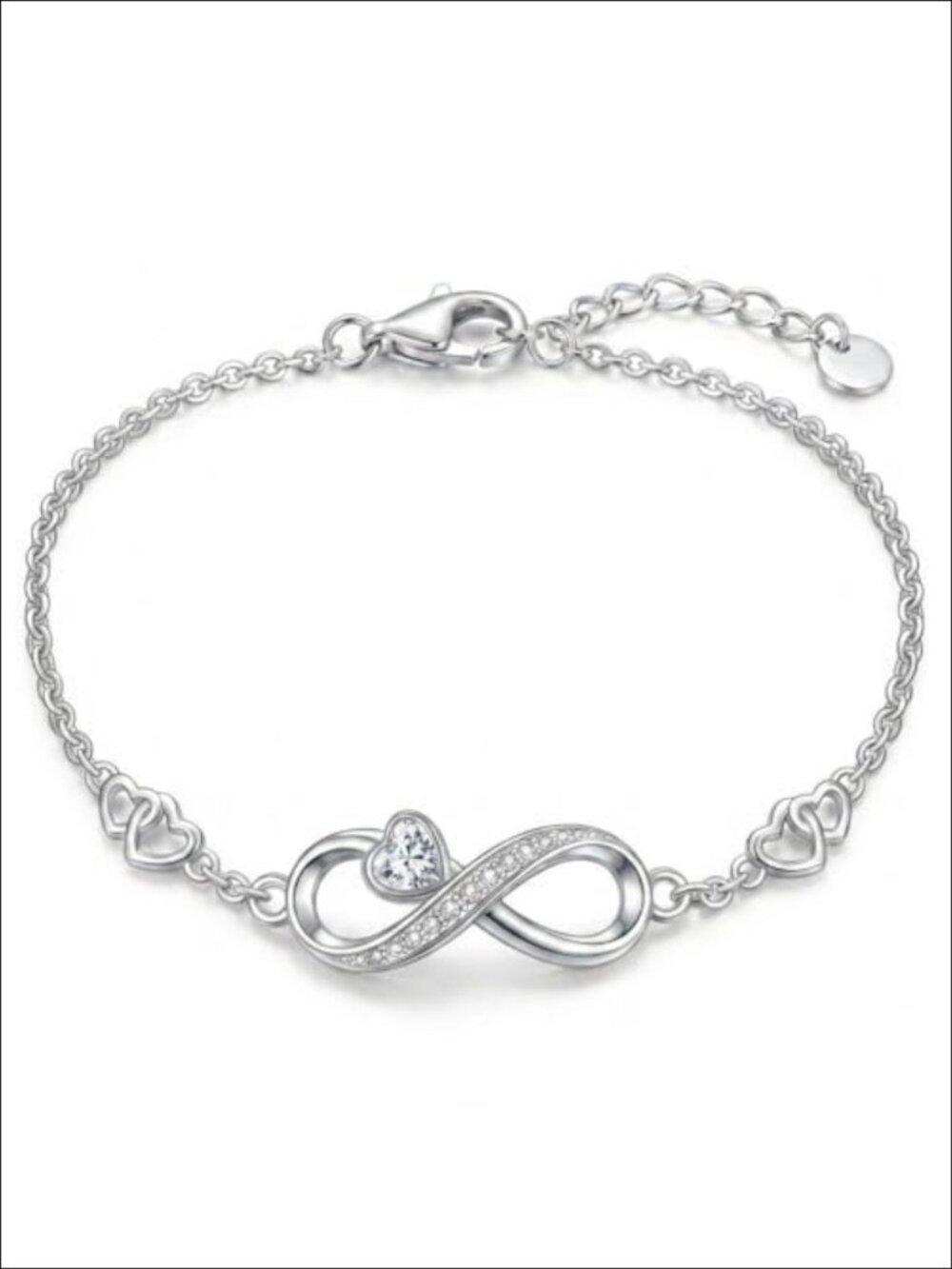 18K White Gold Plated April Birthstone Infinity Bracelet for Women